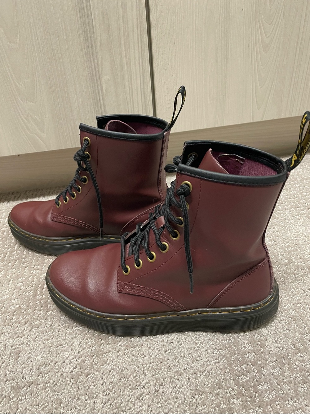 Dr. Martens Zavala AW004 Burgundy 8-Eye Combat Boots — Women’s 5M / EU 3